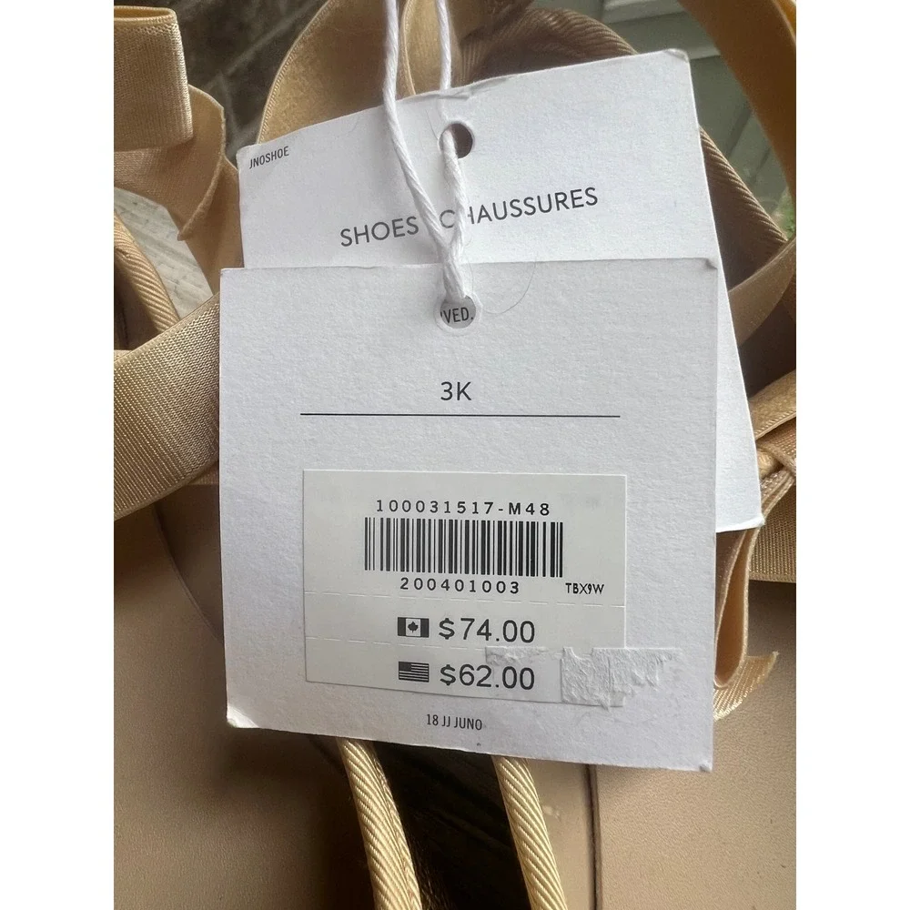 Janie and Jack NWT Ballet Flats Juno Valentine 3K Gold  Coquette Ribbon